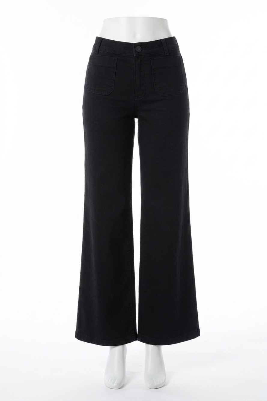NEW PAPARAZZI denim wide leg sailor jean in black